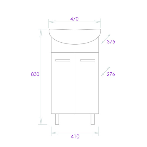 Тумба под раковину Onika Коралл 104701 41х28х68 напольная - фото 3