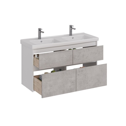 Тумба под раковину LeMark Combi LM03C125T-Beton 120х45х68 напольная/подвесная цвет бетон/белый - фото 2