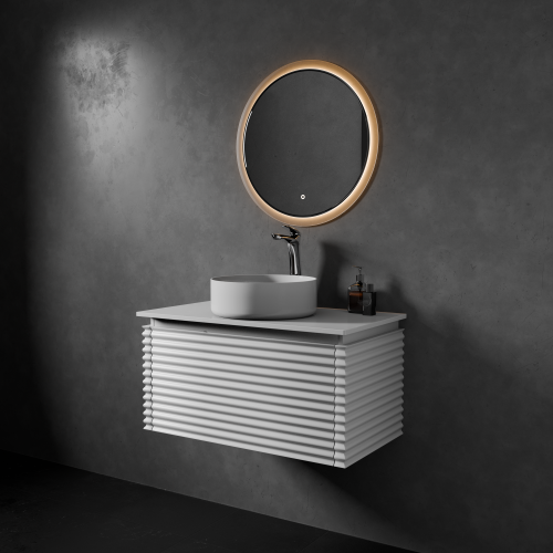 Тумба с раковиной+зеркало Art Decco Jacqueline (Жаклин) AJC08W34S3M0 80x45x40 подвесная цвет белый - фото 2