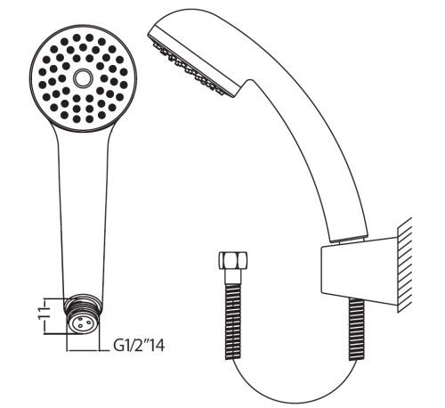 Душевой гарнитур Creavit SH114 настенный хром - фото 2
