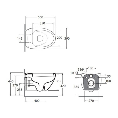Биде Azzurra CLAS+ CLP 500M/SOSK bi matt*1 подвесное - фото 2