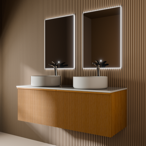 Тумба с раковиной+зеркало Art Decco Andy (Энди) AAN12W11D3M0 120x45x40 подвесная цвет белый дуб - фото 3