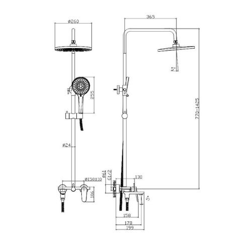 Душевая стойка Raglo R31.24 настенная цвет хром - фото 2
