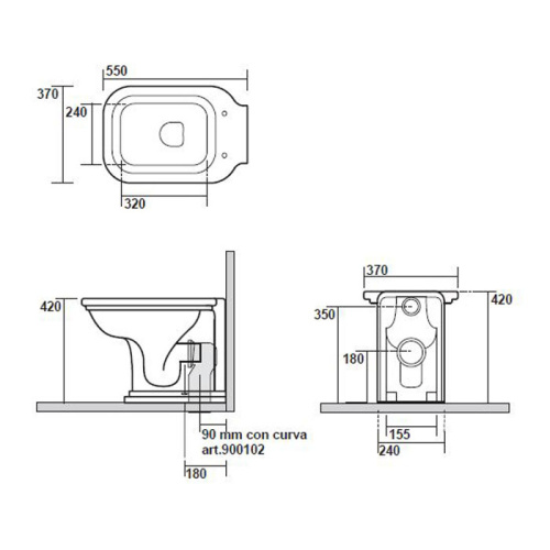 Чаша унитаза приставная Kerasan Waldorf 411801 цвет белый без сиденья душевой смыв - фото 2