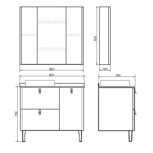 Тумба с раковиной Comforty Сорренто 00-00013520CF 91х52х88 напольная цвет серый - фото 2