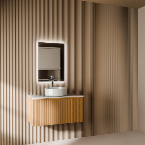 Тумба с раковиной+зеркало Art Decco Andy (Энди) AAN08W11S3MF 80x45x40 подвесная цвет белый дуб - фото 2