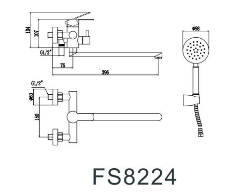 Смеситель для ванны и душа Fmark FS8224 настенный сатин - фото 2