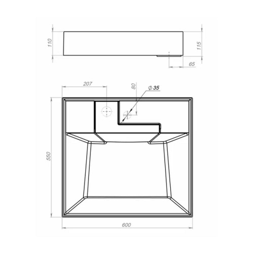 Раковина из искусственного мрамора Altasan VILORA UPP60VILORAs 60х55 над стиральной машиной цвет белый 1 отверстие под смеситель - фото 5