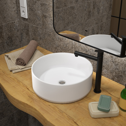 Раковина из сантехнического фарфора Teymi Lina T50106 36х36 накладная цвет белый без отверстий под смеситель - фото 5