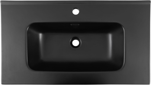 Раковина керамическая Aquanet Flat 00329255 81х47 полувстраиваемая цвет черный 1 отверстие под смеситель - фото 2