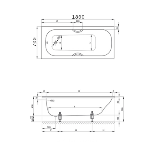 Ванна стальная Bette Classic 1271-000 180х70 встраиваемая прямоугольная без ножек - фото 2