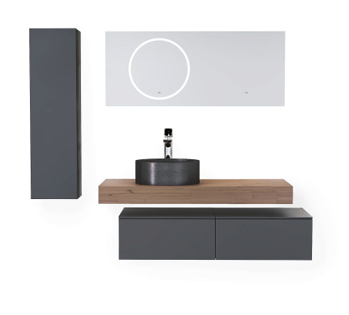 Тумба под раковину Jorno MODULARE Mdlr.01.100/P/A/JR 100х49х27 подвесная цвет антрацит - фото 2