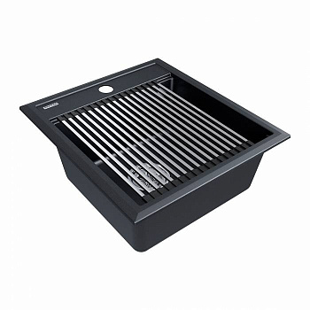 Кухонная мойка + коландер Paulmark PM114651-BLM+R375-BS 46х51 цвет черный металлик