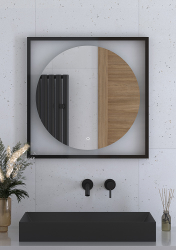 Зеркало в ванную Defesto ECLIPSE DF 2232S 70х70 цвет черный - фото 4