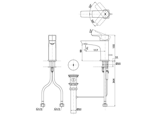 Смеситель TOTO TLG07301R на раковину хром - фото 2
