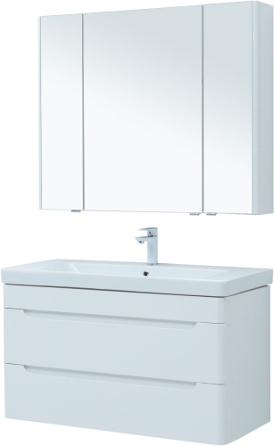 Комплект мебели: тумба с раковиной 105x46x62 + зеркало-шкаф Aquanet София 00274193 подвесной цвет белый - фото 3