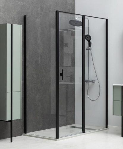 Душевой уголок Allen Brau Priority 3.31039.BBA + 3.31042.BBA 160х80 стекло прозрачное профиль черный без поддона - фото 2
