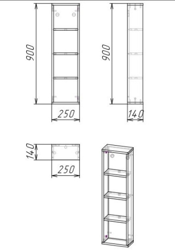 Полка Grossman Бруно 402501 25х14х90 подвесная цвет веллингтон/бетон - фото 4