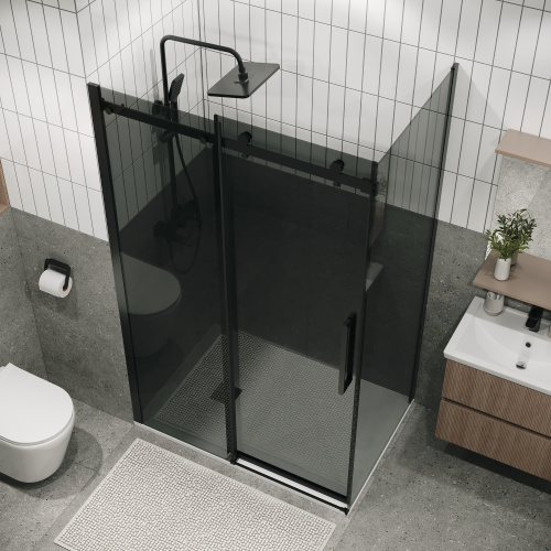 Душевая перегородка Grossman Classic 200.K33.04.70.21.10 70х195 стекло тонированное профиль черный матовый - фото 4