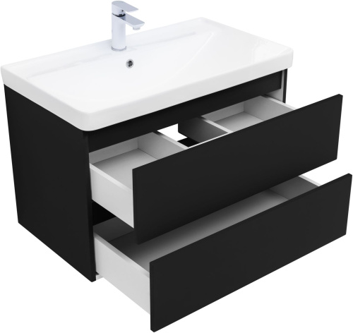 Тумба под раковину Aquanet Вега 2.0 00337955 79х46х50 подвесная цвет черный - фото 2
