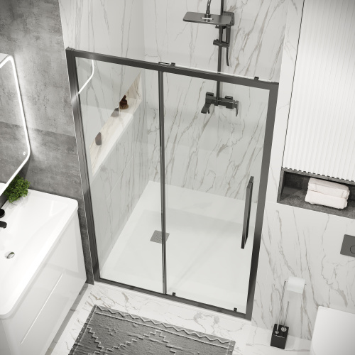 Душевая дверь Grossman Cosmo 100.K33.02.140.42.00 140х195 стекло прозрачное профиль графит - фото 5