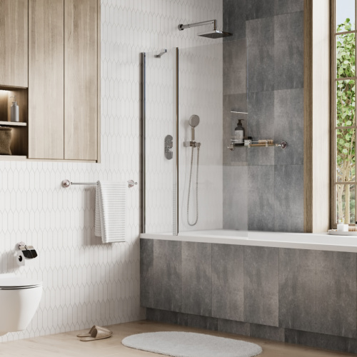 Душевая шторка на ванну Wasserkraft Berkel 48P 48P02-110 110х140 стекло прозрачное профиль хром глянцевый ориентация универсальная - фото 4