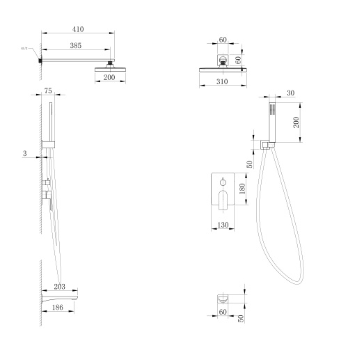 Душевая система ABBER AF8017FW встраиваемая в стену - фото 3