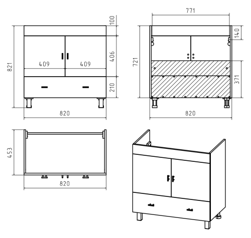 Тумба под раковину Misty Дива П-Див01085-013Пр 82х46х72 напольная - фото 5