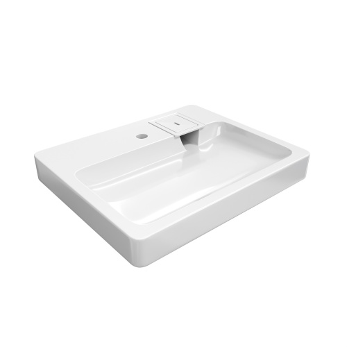 Раковина из литьевого мрамора Teymi Kati Pro T50411 60х49 над стиральной машиной цвет белый 1 отверстие под смеситель - фото 5