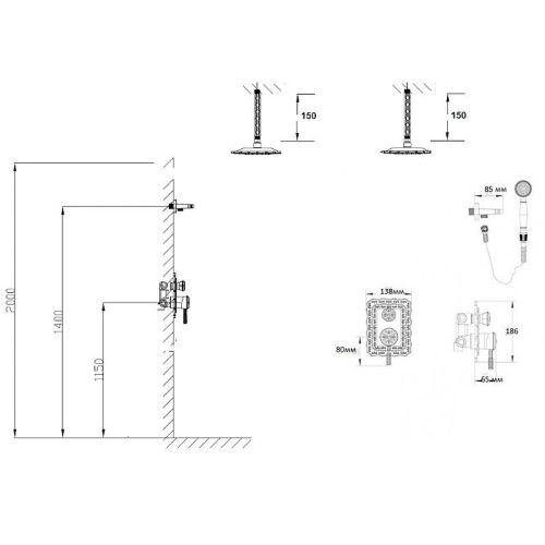 Душевая система Bronze de Luxe 10138/1R встраиваемая в стену цвет бронза - фото 3