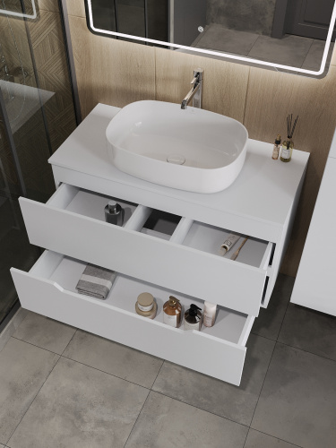 Тумба с раковиной Orange Line Li-100TuwMDF+B07-540W 101х46х69 - фото 4