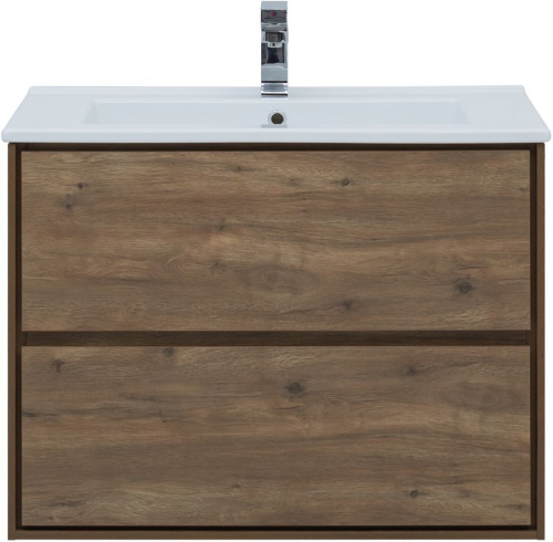 Тумба под раковину Aquanet Милан 00339968 84х46х66 подвесная цвет темное дерево - фото 2