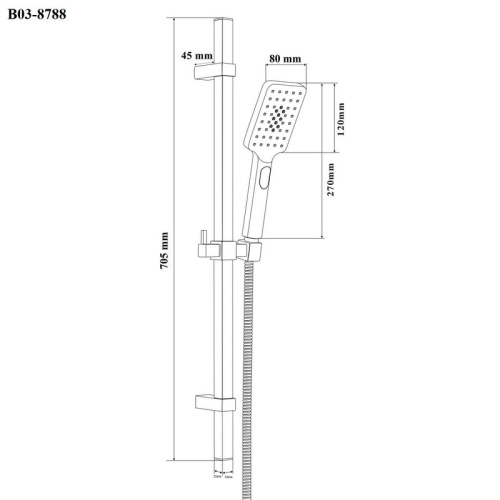 Душевой гарнитур Bond Cube B03-8788 настенный черный матовый - фото 4