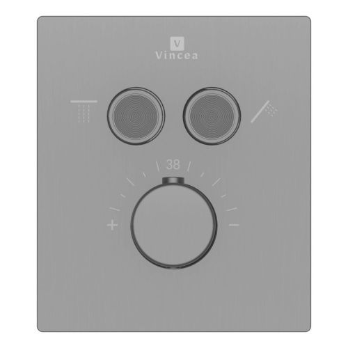 Смеситель для душа Vincea VSCV-321T-MGM встраиваемый в стену вороненая сталь с термостатом - фото 4