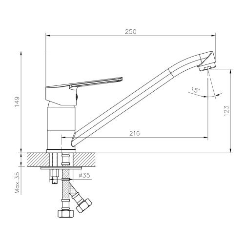 Смеситель для кухни DECOROOM DR22 DR22018 на мойку хром - фото 2