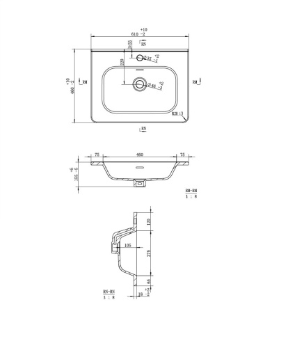 Раковина керамическая Uperwood Monica RMonica60wg 61х46 полувстраиваемая цвет белый - фото 2