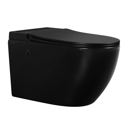 Унитаз подвесной Abber Bequem AC1108PMB черный матовый с сиденьем микролифт безободковый импульсный смыв - фото 2