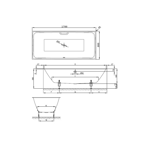 Ванна стальная Bette Loft 3171-000 PLUS 170х80 встраиваемая прямоугольная без ножек - фото 2