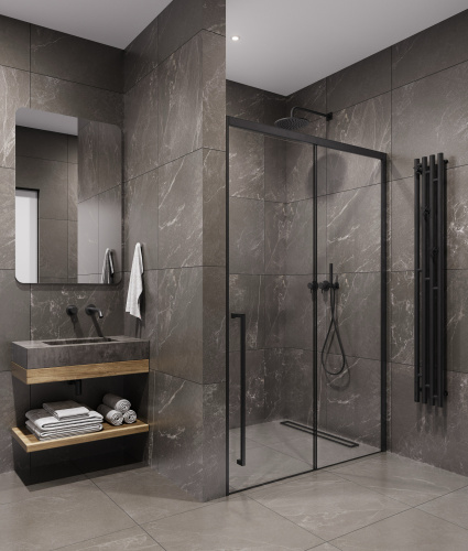 Душевая дверь Timo T58L 140х200 стекло прозрачное профиль черный - фото 2