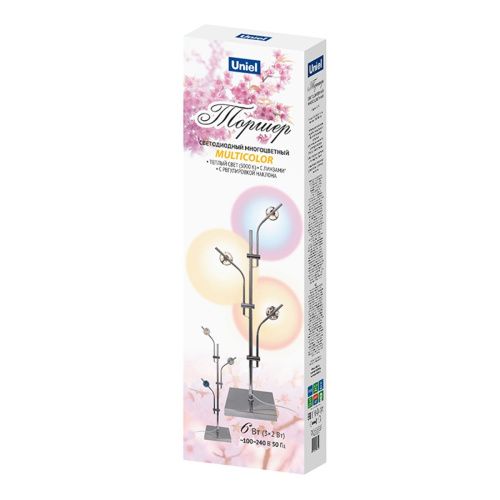 Торшер Uniel ULM-T640 3x2W/3000K CHROME MULTICOLOR - фото 3