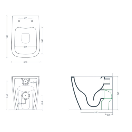 Чаша унитаза напольная Artceram A16 ASV007 17 00 цвет черный матовый без сиденья каскадный смыв - фото 2