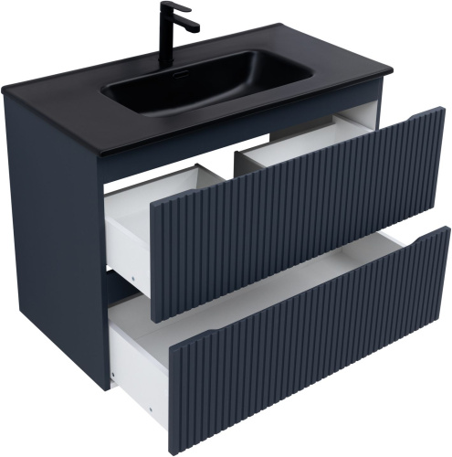 Тумба под раковину Aquanet Джейн (Flat) 00335430 90х46х64 подвесная цвет синий - фото 2