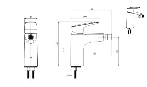 Смеситель Aquatek ВЕГА AQ1018CR на биде хром - фото 4