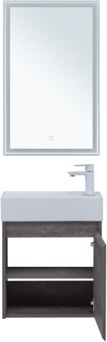 Комплект мебели: тумба с раковиной + зеркало Aquanet Nova Lite 00302529 50x27x140 подвесной цвет коричневый - фото 5