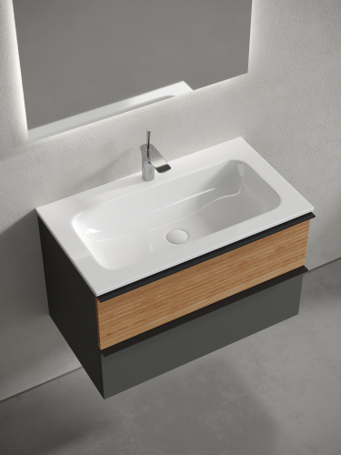 Тумба под раковину Sancos DELTA DL80GR 79х45х50 подвесная цвет дуб красный/графит - фото 4