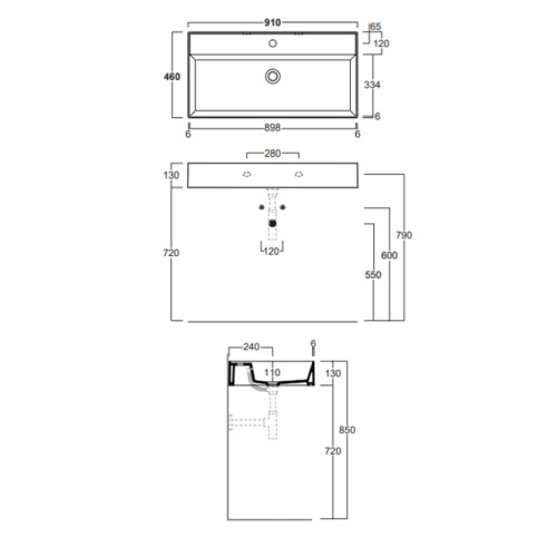 Раковина керамическая Simas Agile 91 см AG91 bi matt*1 подвесная цвет белый матовый 1 отверстие под смеситель - фото 2