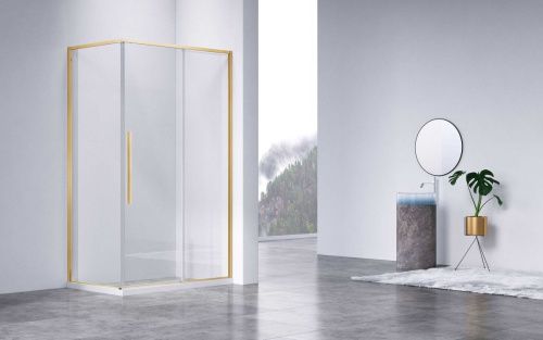 Душевой уголок Vincea Slim-N VSR-4SN9014CLG 140х90 стекло прозрачное профиль золото без поддона - фото 2