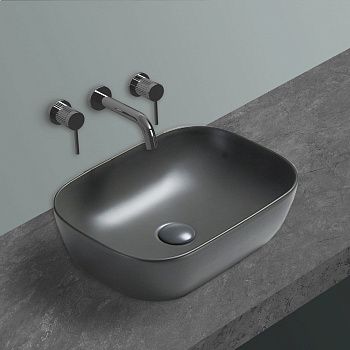 Раковина из сантехнического фарфора Vincea VBS-102MA 50х30 накладная цвет черный без отверстий под смеситель