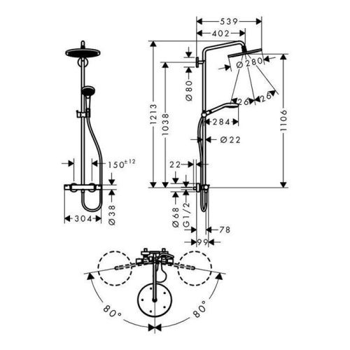 Душевая стойка Hansgrohe Croma Select 26790000 настенная цвет хром - фото 2