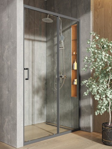 Душевая дверь Orange E02-120TGG 121х190 стекло прозрачное профиль сатин - фото 4